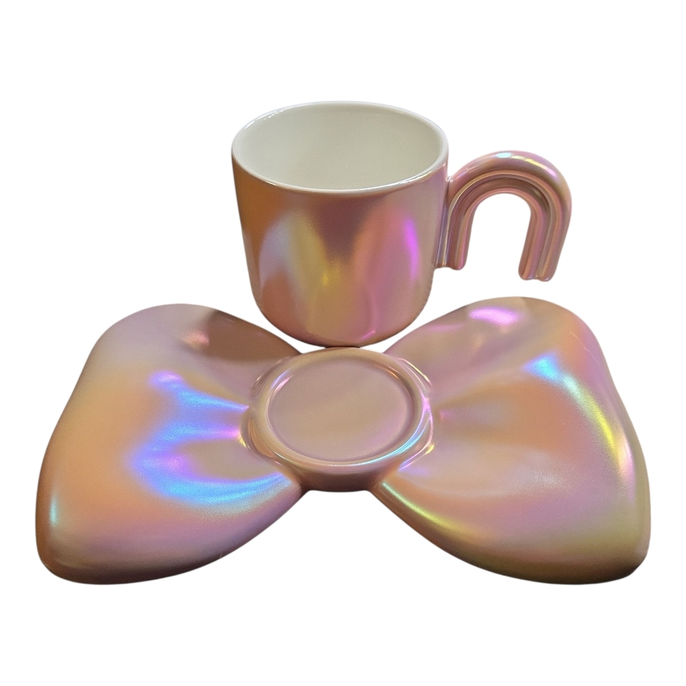 Iridescent Bow Mug and Saucer Set #3